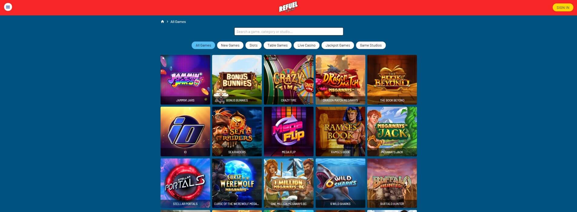 Games at Refuel Casino