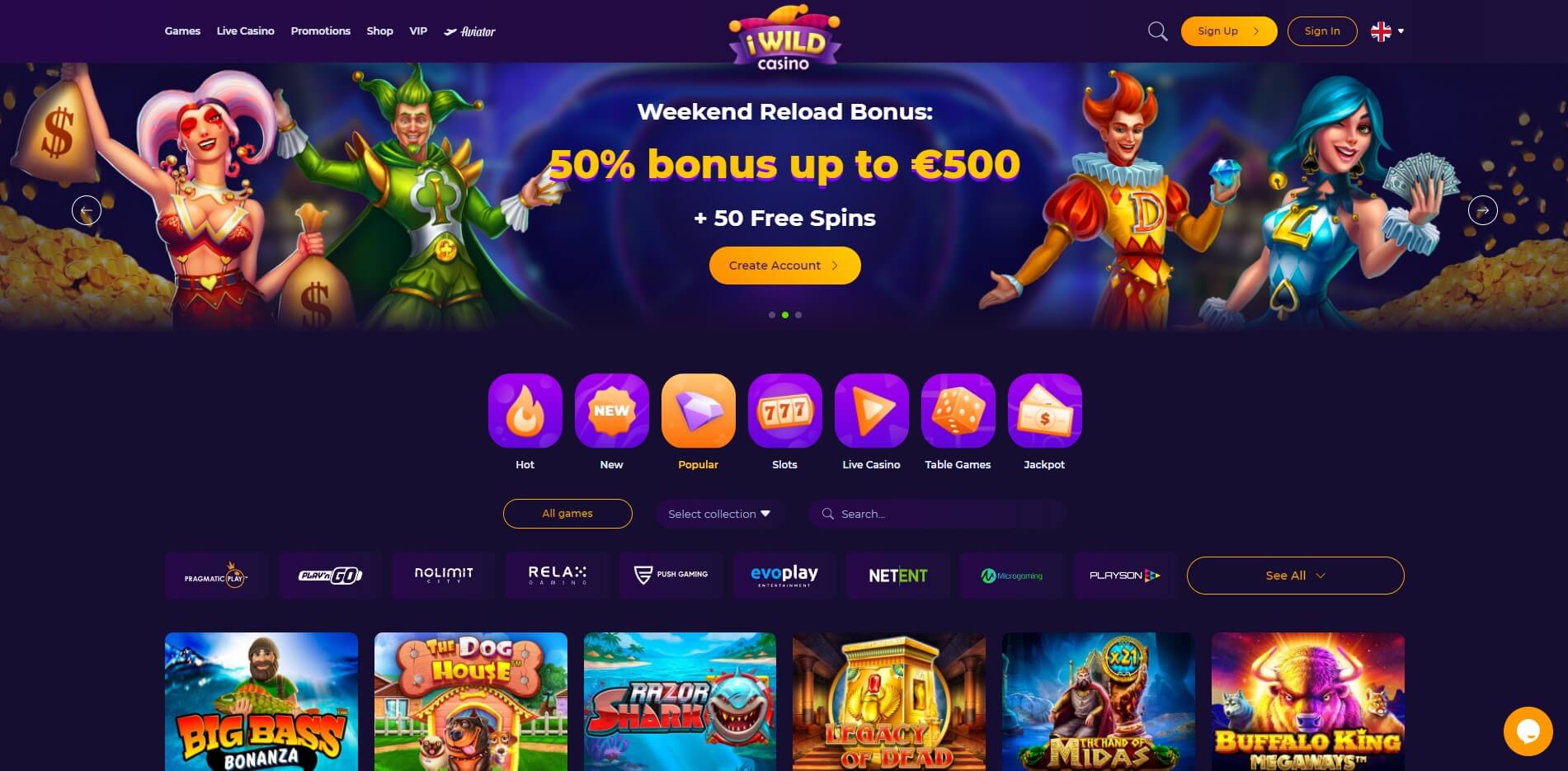 Games at iWild Casino