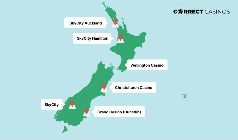 New Zealand Casino Map